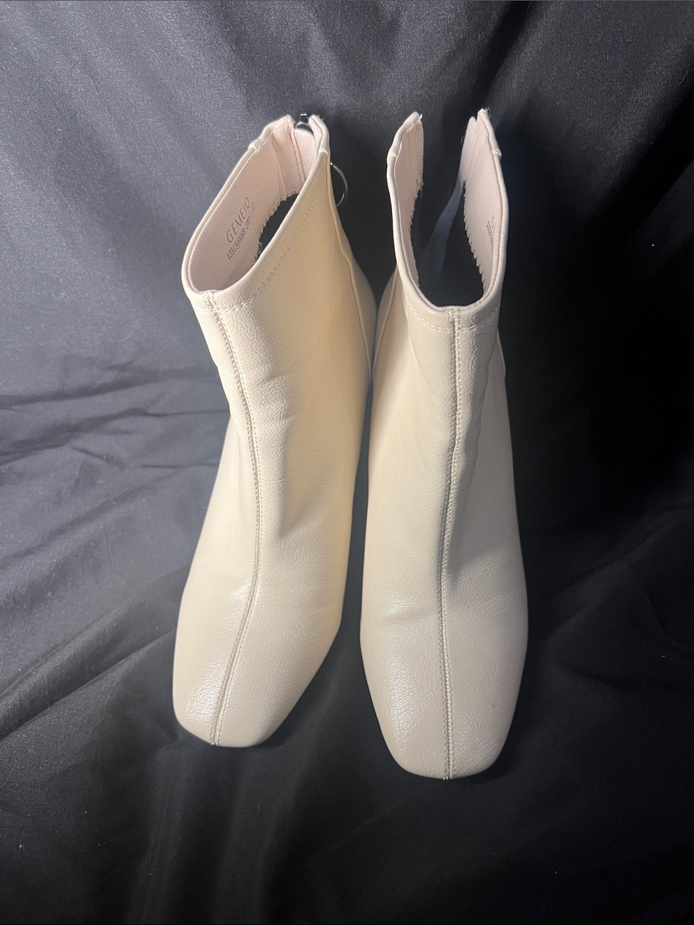 Neutral Cream Ankle Booties with Square Toe - Unbranded